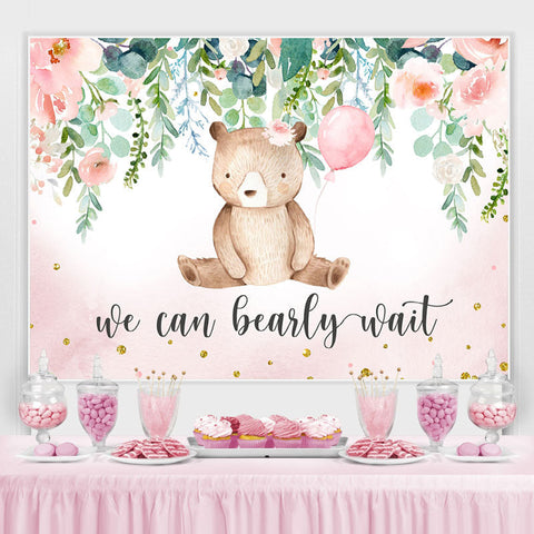 We Can Bearly Wait Toile de fond de douche de bébé floral rose