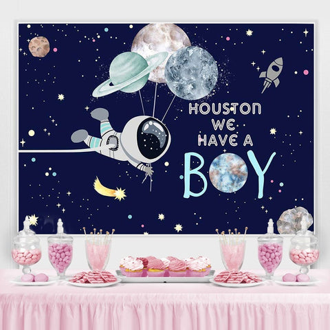 Toile de fond de douche de bébé garçon astronaute pour séance photo