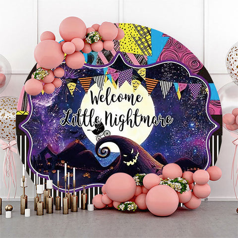 Welcome Little Nightmare Toile de fond ronde d'Halloween