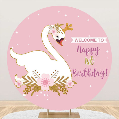 Bienvenue sur la toile de fond ronde 1st Happy Birthday pour fille