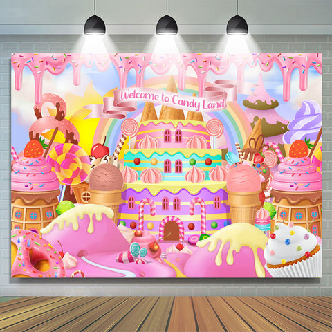 Bienvenue sur la toile de fond d'anniversaire du château de Candy Land