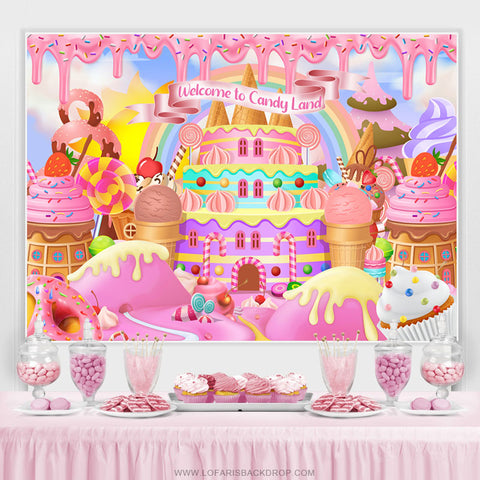 Bienvenue sur la toile de fond d'anniversaire du château de Candy Land