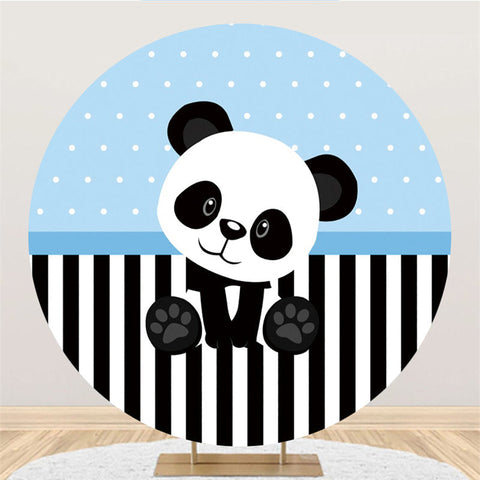 Fond De Fête De Bébé Bleu Rond Panda Blanc Et Noir