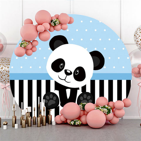 Fond De Fête De Bébé Bleu Rond Panda Blanc Et Noir