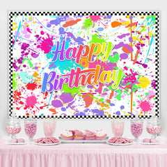 Toile de fond joyeux anniversaire graffiti blanc et coloré