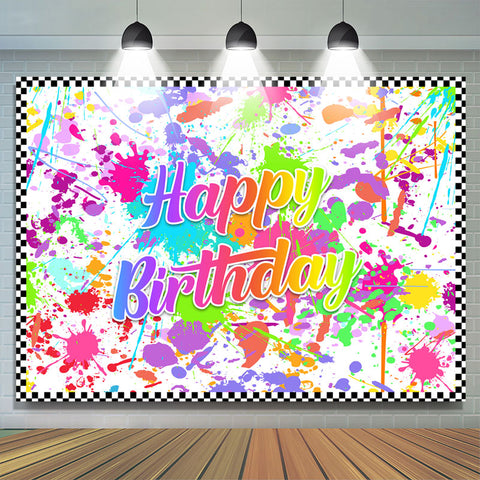 Toile de fond joyeux anniversaire graffiti blanc et coloré