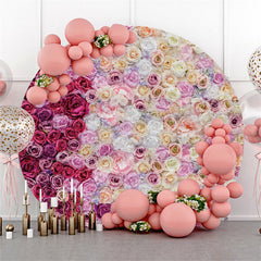 Toile De Fond De Décoration De Mariage Rond Floral Blanc Et Violet