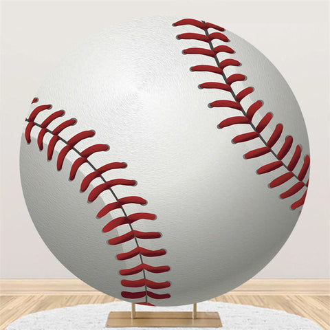 Fond de joyeux anniversaire rond de baseball blanc et rouge