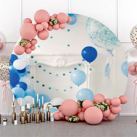 Ballons bleus blancs et voiture Happy Kids Birthday Backdrop