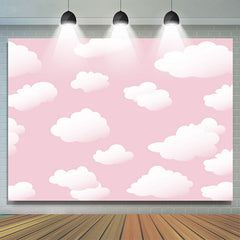 Toile de fond de fête de douche de bébé simple ciel rose nuage blanc