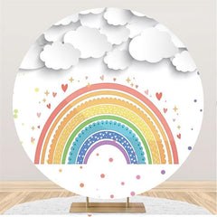 Nuages Blancs Avec Toile De Fond D'anniversaire Rainbow Circlr