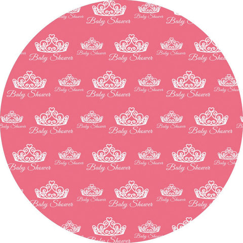 Toile de fond de douche de bébé rose ronde couronne blanche pour fille