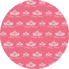 Toile de fond de douche de bébé rose ronde couronne blanche pour fille