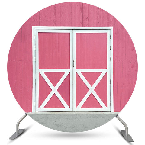 Porte Blanche Et Toile De Fond De Décoration De Mariage Ronde En Bois Rose