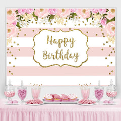 Fond de joyeux anniversaire à rayures blanches et roses