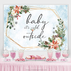 Toile de fond de douche de bébé bleu neige floral hiver blanc rouge