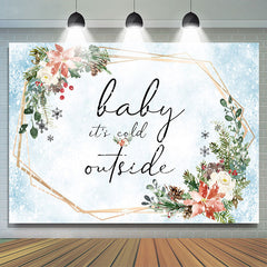 Toile de fond de douche de bébé bleu neige floral hiver blanc rouge