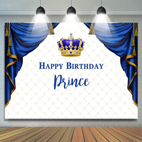 Toile de fond de joyeux anniversaire carré blanc et prince héritier