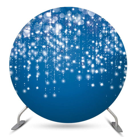 Toile de fond de cercle de bokeh bleu à cordes blanches pour la fête