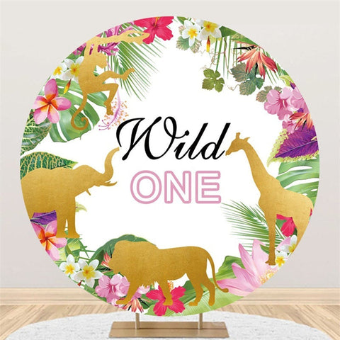 Toile de fond ronde Wild One Birthday Safari pour enfants