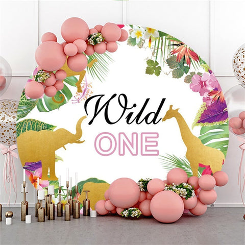 Toile de fond ronde Wild One Birthday Safari pour enfants