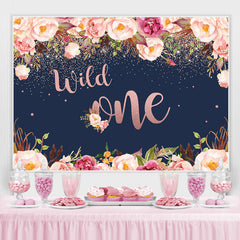 Toile de fond Wild One Floral Glitter Party pour le 1er anniversaire