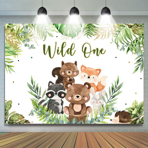 Wild One Jungle Cartoon Animals 1er anniversaire Toile de fond