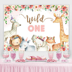 Toile de fond d'anniversaire Wild One Red Roses et bébés animaux