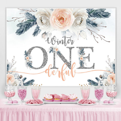 Winert onederful Silver Glitter 1er anniversaire Toile de fond