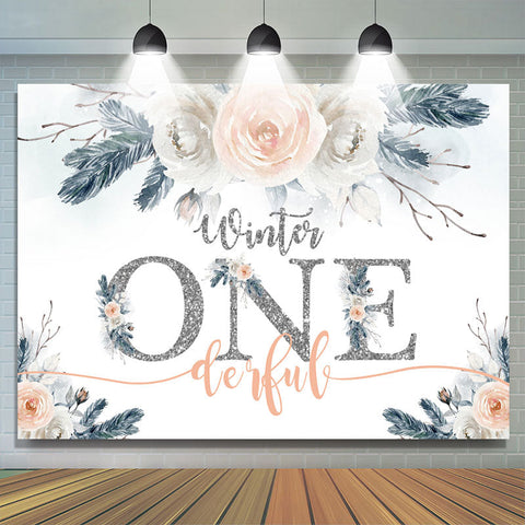 Winert onederful Silver Glitter 1er anniversaire Toile de fond