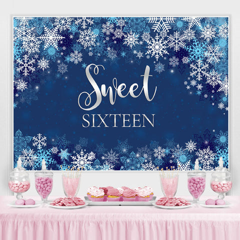 Toile de fond hiver bleu flocon de neige garçon Sweet Sixteen Birthday