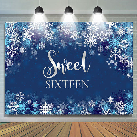 Toile de fond hiver bleu flocon de neige garçon Sweet Sixteen Birthday