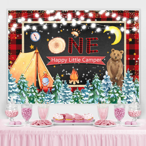 Toile de fond hiver Happy Little Camper 1er anniversaire