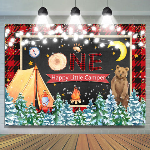 Toile de fond hiver Happy Little Camper 1er anniversaire