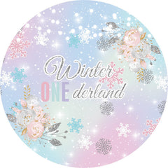 Winter One Derland coloré rond 1er anniversaire toile de fond