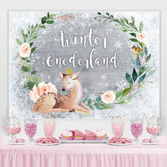 Winter Onederland Baby Sika Deer 1ère toile de fond d'anniversaire