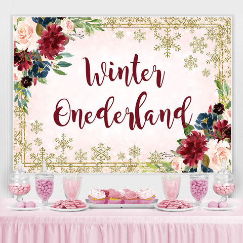 Toile de fond hiver Onederland Golden Snow 1er anniversaire