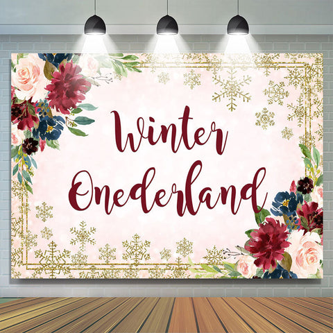 Toile de fond hiver Onederland Golden Snow 1er anniversaire