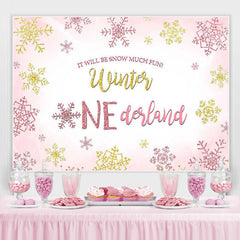 Toile de fond photo One-derland de flocon de neige rose d'hiver pour la fête