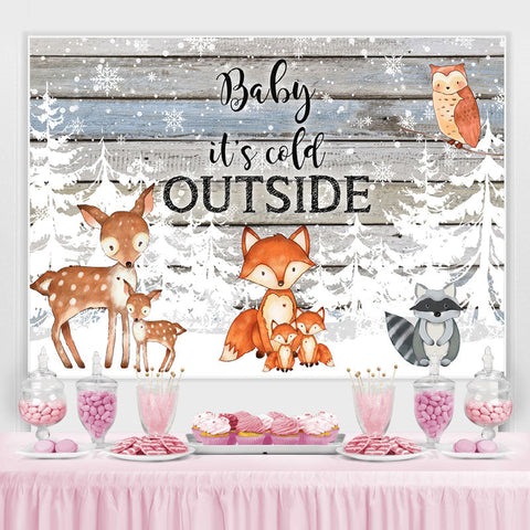 Arbres d'hiver et toile de fond de douche de bébé de petits animaux