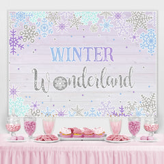 Toile de fond du 1er anniversaire en bois de flocon de neige du pays des merveilles de l'hiver