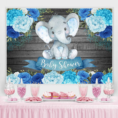 Toile de fond de douche de bébé éléphant bébé floral bleu en bois