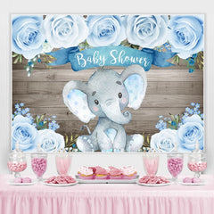 Toile de fond de douche de bébé éléphant bébé éléphant roses en bois