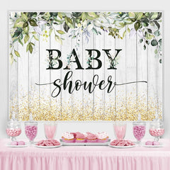 Toile de fond en bois Wihite et Golden Boken Baby Shower