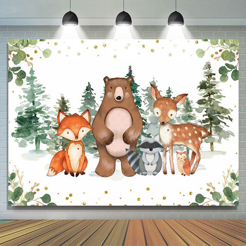 Toile de fond de douche de bébé sur le thème de la jungle des animaux des bois