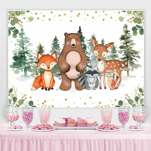 Toile de fond de douche de bébé sur le thème de la jungle des animaux des bois