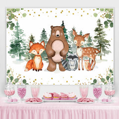 Toile de fond de douche de bébé sur le thème de la jungle des animaux des bois
