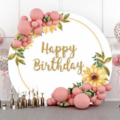 Toile de fond ronde Boho blanc floral jaune pour anniversaire
