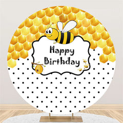 Jaune petite abeille noir blanc rond anniversaire toile de fond
