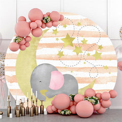 Toile De Fond Ronde De Fête De Bébé D'Étoile De Lune Jaune Et D'Éléphant